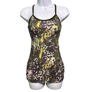 Lululemon Power Y Tank Womens 2 Shelf Bra Fall Floral Multicolor Stretch Active